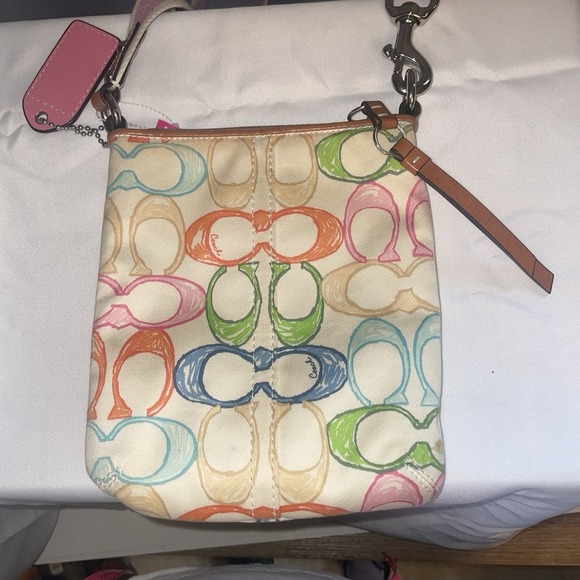Coach Signature C Pastel Rainbow Scribble Swingpack Crossbody Bag Purse Y2K - Picture 6 of 14